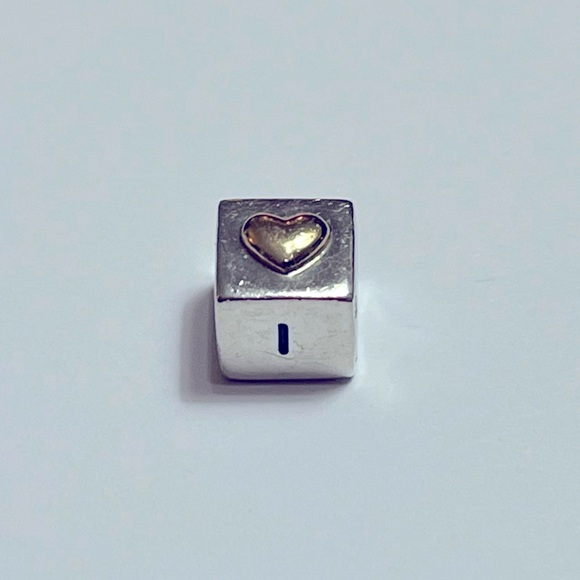 Retired Pandora Sterling Silver/14k gold “I Love You” block charm. - Picture 1 of 6